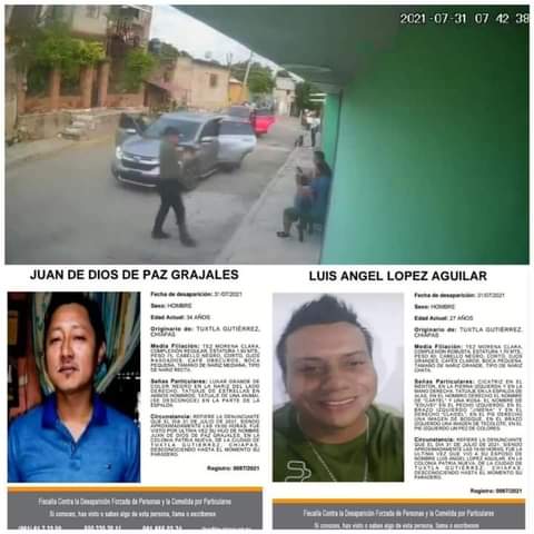 FGE INVESTIGA DESAPARICIÓN FORZADA DE DOS PERSONAS EN LA CAPITAL